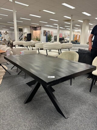 Eetkamertafel Wesley 160cm, Mango, zwart